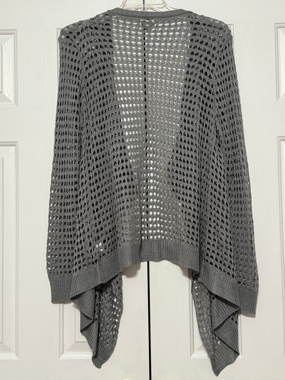 One World Gray Waterfall Cardigan, XL